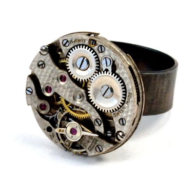 Clockwork Ring, Sterling Silver and Steel