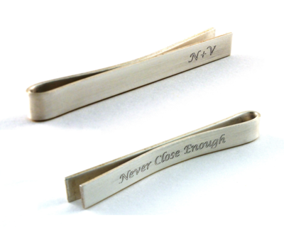 Engraved Silver Tie Clip, Secret Message