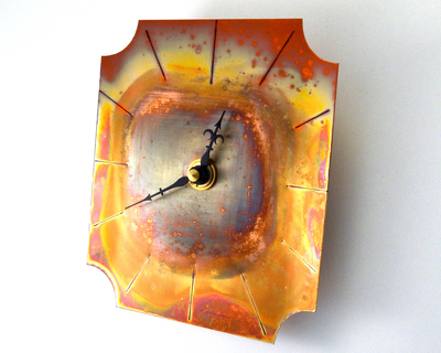 Small Wall Clock, Distressed Copper Wall Decor