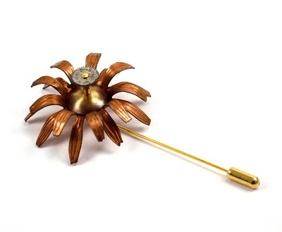 Steampunk Flower Lapel Pin, For Him