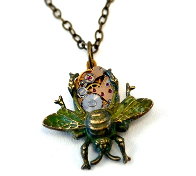 Steampunk Bee Necklace, Eric the Half a Bee