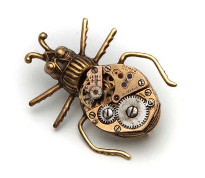 Clockwork Beetle Pin, Steampunk Bug Brooch