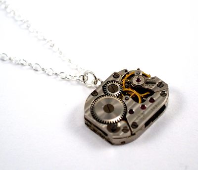 Watch Necklace, Sterling Silver