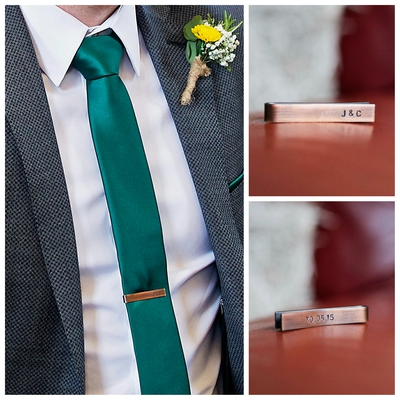 Personalised Skinny Tie Bar, Dark Rose Gold
