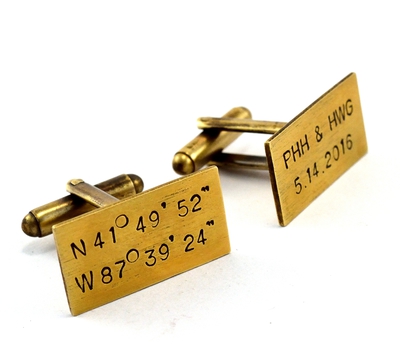 Wedding Cuff Links, GPS Coordinate, Custom