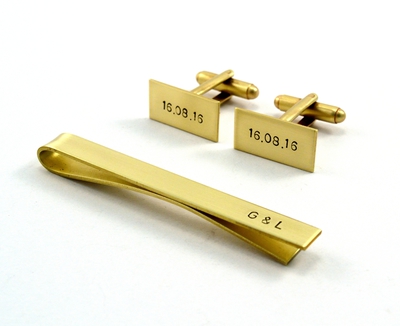 Custom Cuff Links and Tie Bar Gift Set, For Him